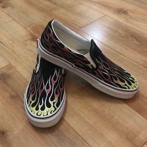 Flame slip-on vans